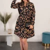 Mini abito con stampa Cisnera, nero e beige
