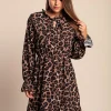 Mini abito con stampa leopardata, leopardo
