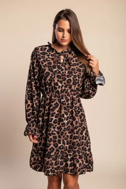 Mini abito con stampa leopardata, leopardo