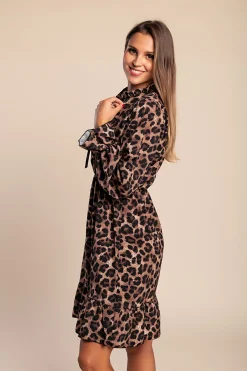 Mini abito con stampa leopardata, leopardo