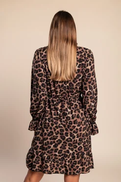 Mini abito con stampa leopardata, leopardo