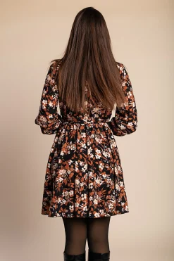 Mini abito con stampa, marrone