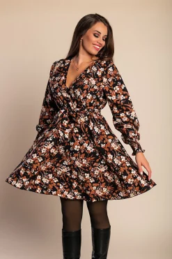 Mini abito con stampa, marrone