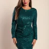 Mini abito elegante con paillettes Capitana, petrolio