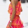 Mini abito elegante con stampa Torsa, fucsia