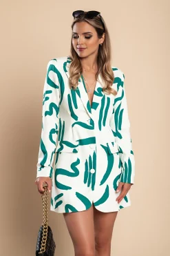Mini abito elegante con stampa, verde