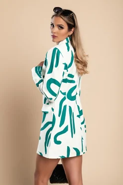 Mini abito elegante con stampa, verde