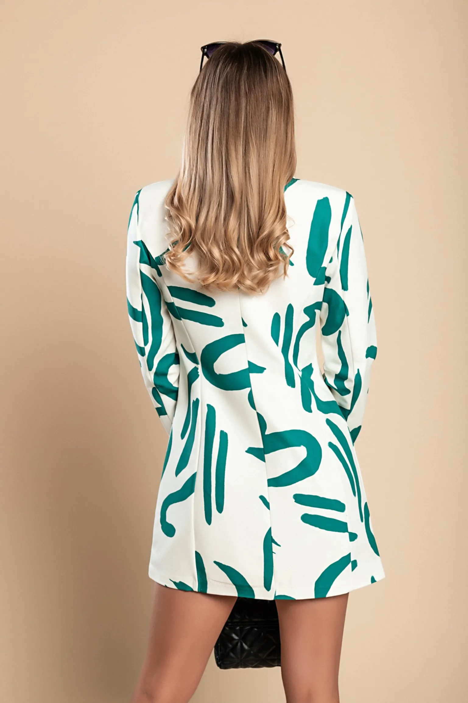 Mini abito elegante con stampa, verde