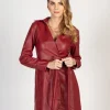 Mini abito elegante in ecopelle con chiusura pieghevole Pellita, rosso