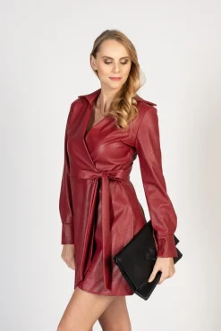 Mini abito elegante in ecopelle con chiusura pieghevole Pellita, rosso