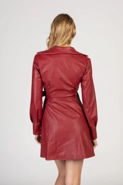 Mini abito elegante in ecopelle con chiusura pieghevole Pellita, rosso