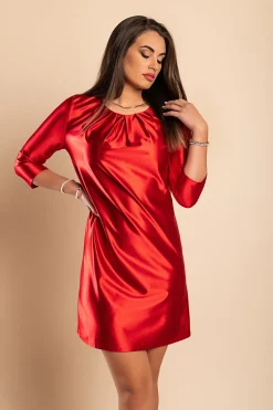 Mini abito elegante in simil raso, rosso