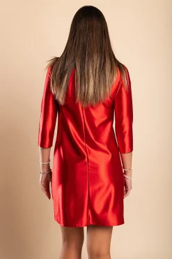 Mini abito elegante in simil raso, rosso