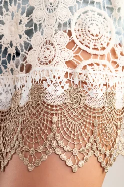 Mini abito estivo con pizzo Selfoss, beige