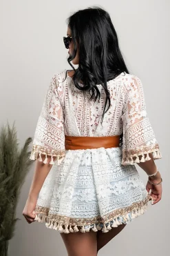Mini abito estivo in pizzo Bangui, beige