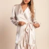 Mini abito in finto raso, beige