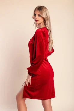 Mini abito in velluto sintetico, rosso