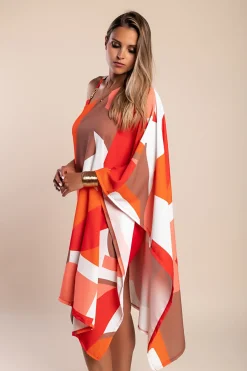 Mini elegante vestito con stampa, rossa