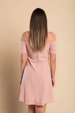 Miniabito ampio a maniche corte con spalline sottili decorative, CECINA, rosa