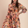 Miniabito elegante con stampa, beige