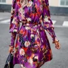 Miniabito elegante stampato, lilla