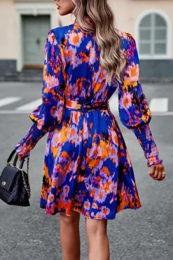 Miniabito elegante stampato, blu