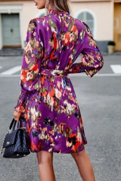 Miniabito elegante stampato, lilla