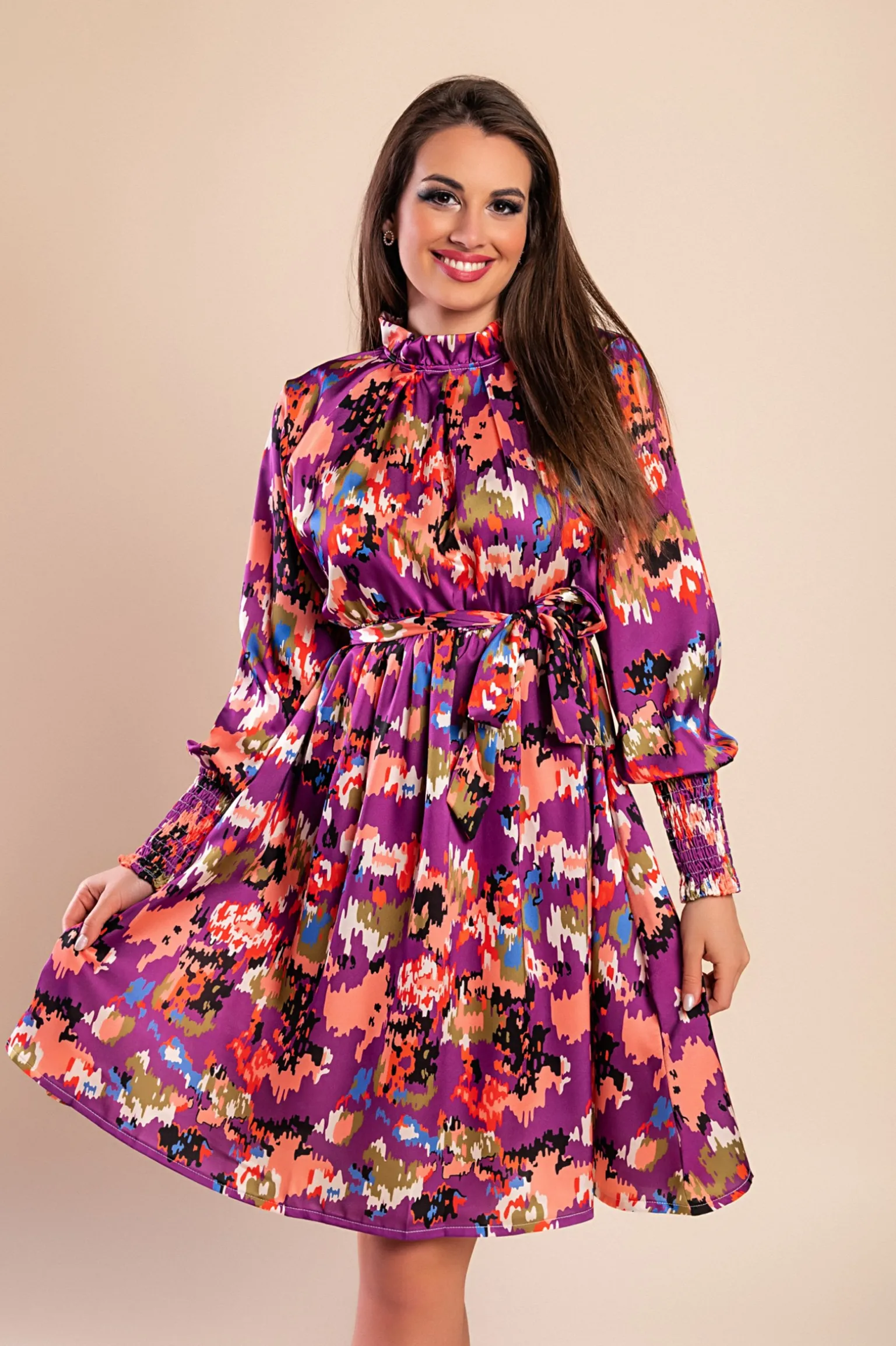 Miniabito elegante stampato, lilla