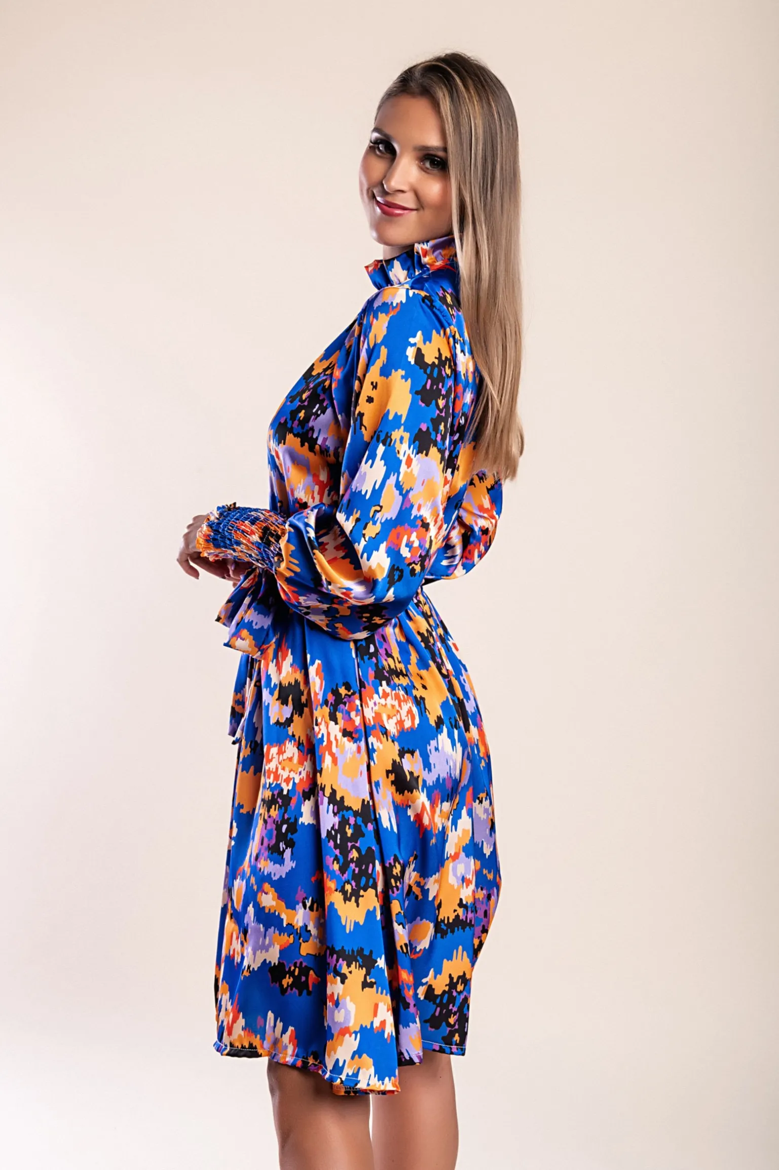 Miniabito elegante stampato, blu