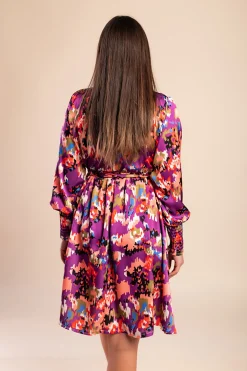 Miniabito elegante stampato, lilla