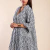 Miniabito in cotone con stampa, blu scuro