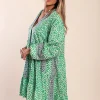 Miniabito in cotone stampato, verde
