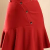 Minigonna con bottoni decorativi, rossa