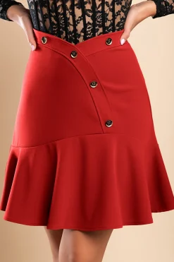 Minigonna con bottoni decorativi, rossa