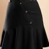 Minigonna con bottoni decorativi, nera