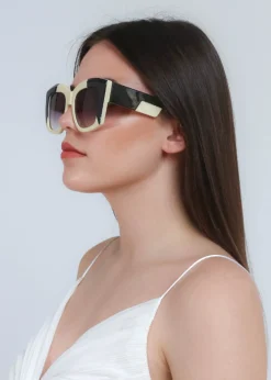 Occhiali da sole combinati bicolore, ART2175, bianco e nero