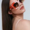 Occhiali da sole in combinazione bicolore, ART2174, rosso-rosa