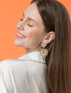 Orecchini eleganti con diamanti decorativi, rossi