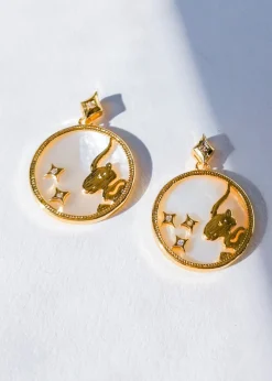 Orecchini rotondi, CAPRICORNO, colore oro