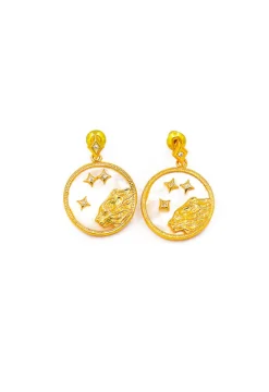 Orecchini rotondi, LEONE, colore oro