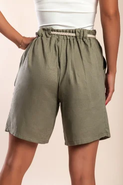 Pantaloncini con cintura, oliva