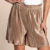 Pantaloncini con elastico in vita, beige