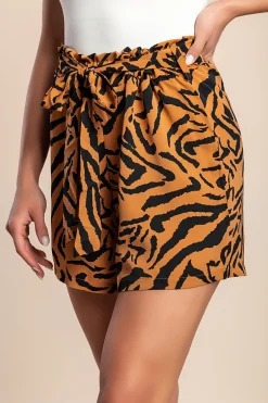 Pantaloncini stampati, marrone