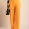 Pantalone elegante a gamba larga, arancione