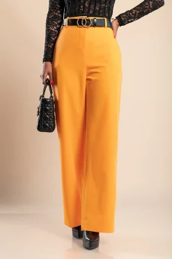 Pantalone elegante a gamba larga, arancione