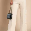 Pantalone elegante con bottoni, panna
