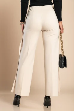 Pantalone elegante con bottoni, panna