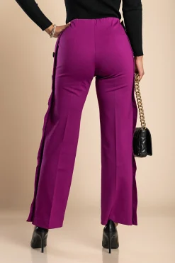 Pantalone elegante con bottoni, fucsia