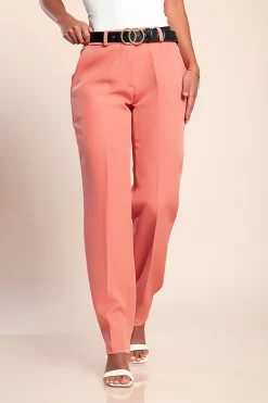 Pantalone lungo elegante con gamba dritta Tordina, salmone
