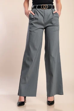 Pantaloni eleganti a vita alta, grigi